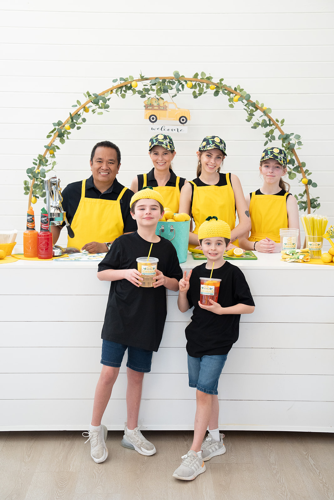 The Branzuela family at the Boo Boo's Lemonade stand