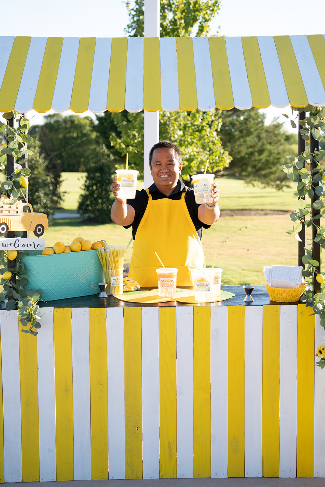 Don 'Boo Boo' Branzuela at his lemonade stand serving fresh-squeezed lemonade